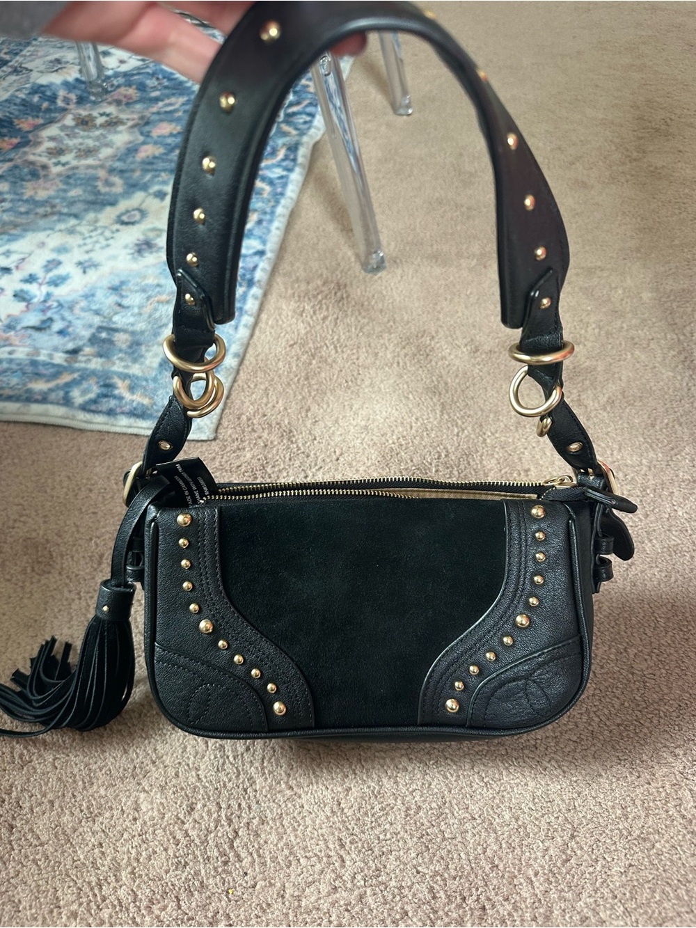 Jessica Simpson Black Studded Shoulder Bag - ZIPPER TASSEL IS MISSING STILL GOOD
